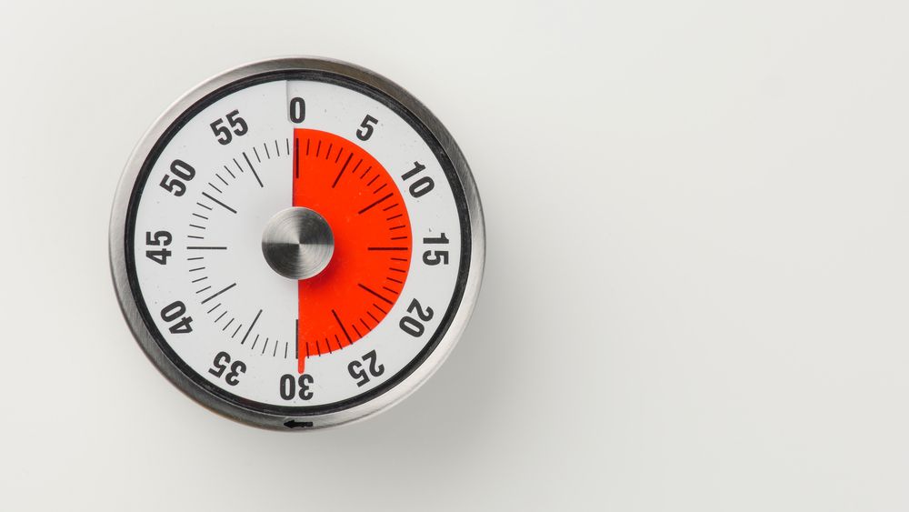 clock showing 30 minutes